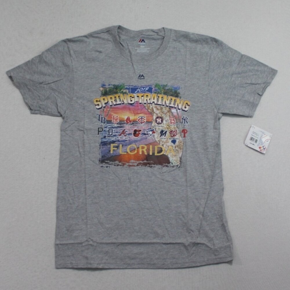 Majestic MLB Spring Training Shirt Mens Medium Gray NWT 2019 Florida Graphic Tee